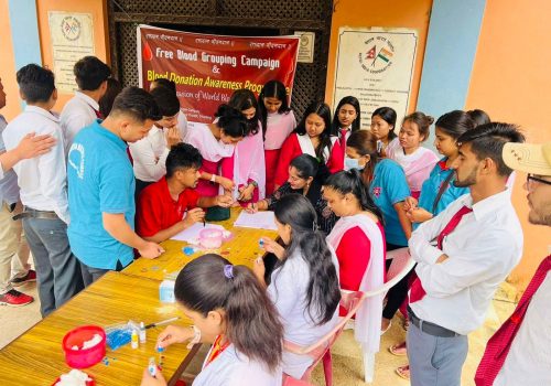 नीलकण्ठ बहुमुखी क्याम्पसका २०३ विद्यार्थीको रक्त समूह परिक्षण