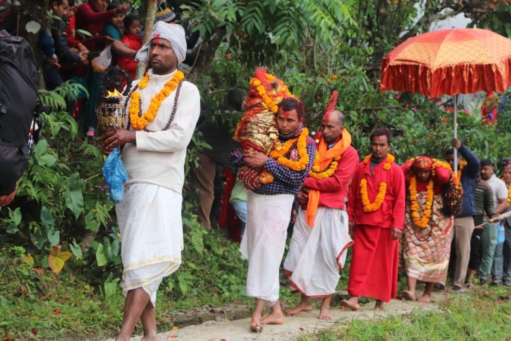 त्रिपुरासुन्दरी भगवतीमाईको जात्रा सकियो,तामझाम र बाजागाजा सहित माईत झरिन त्रिपुरासुन्दरी भगवतीमाई